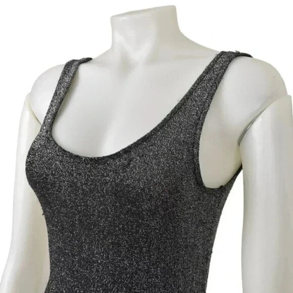 Zara Silver Bodysuit Sparkly Metallic Size Medium - Picture 4 of 9